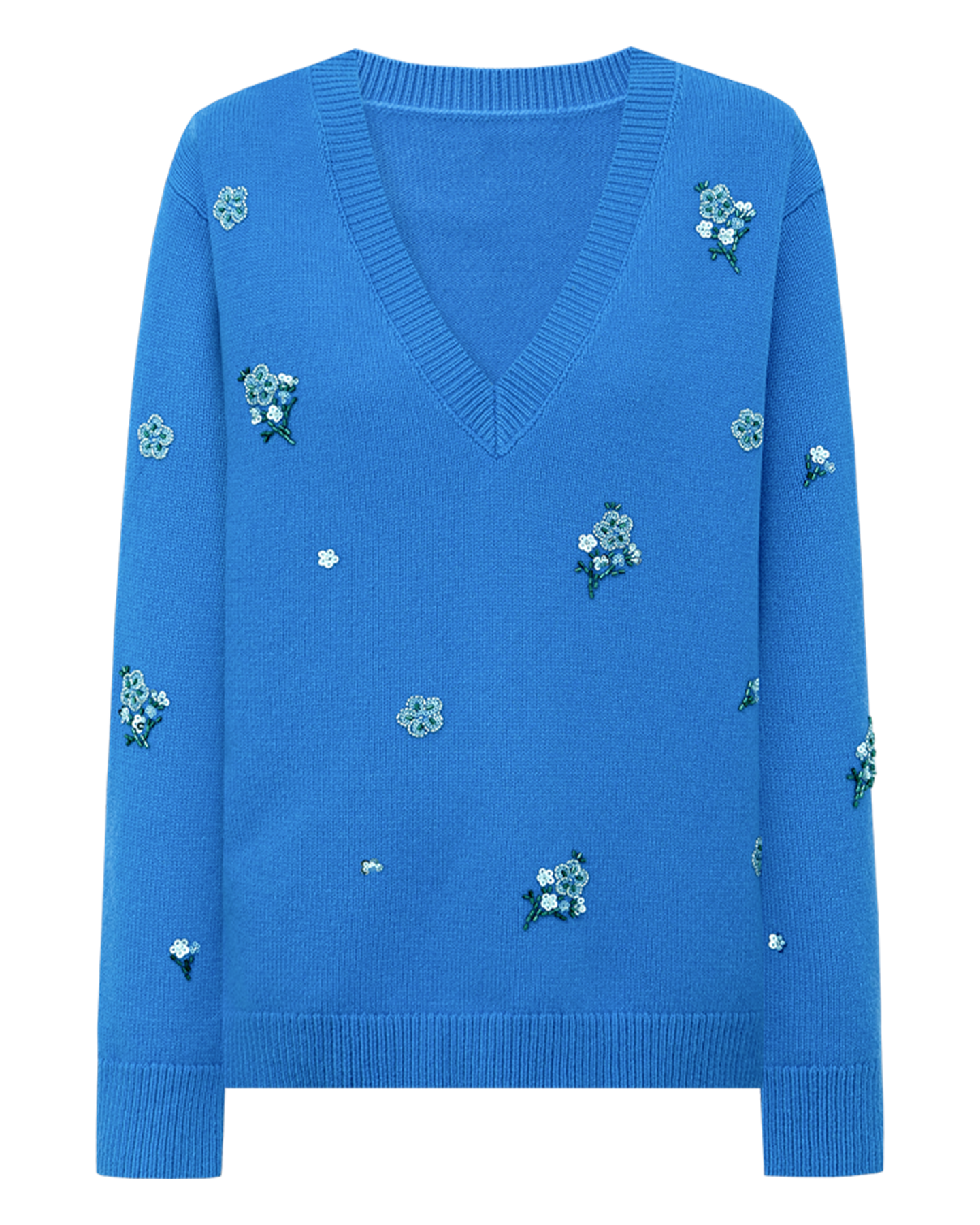 Meconopsis -Beaded V-Neck Pullover – Wool Blend