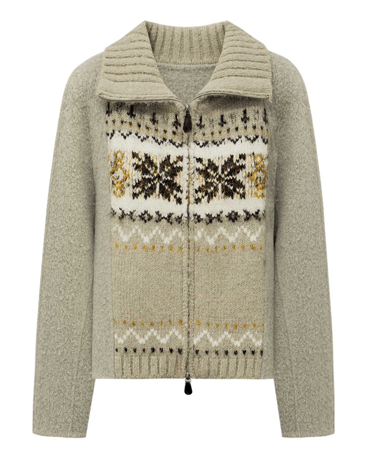 Fair Isle Wool Jacket – Funnel Neck