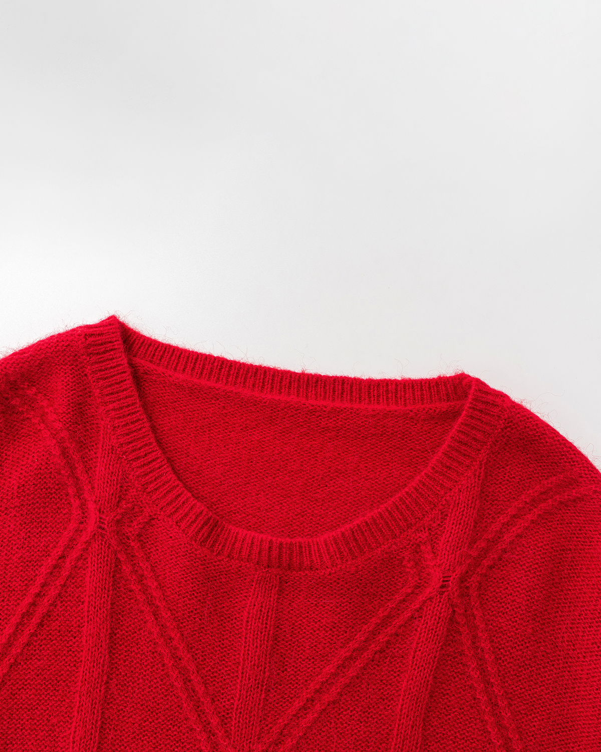 Cable-Knit Check Sweater – Wool Blend