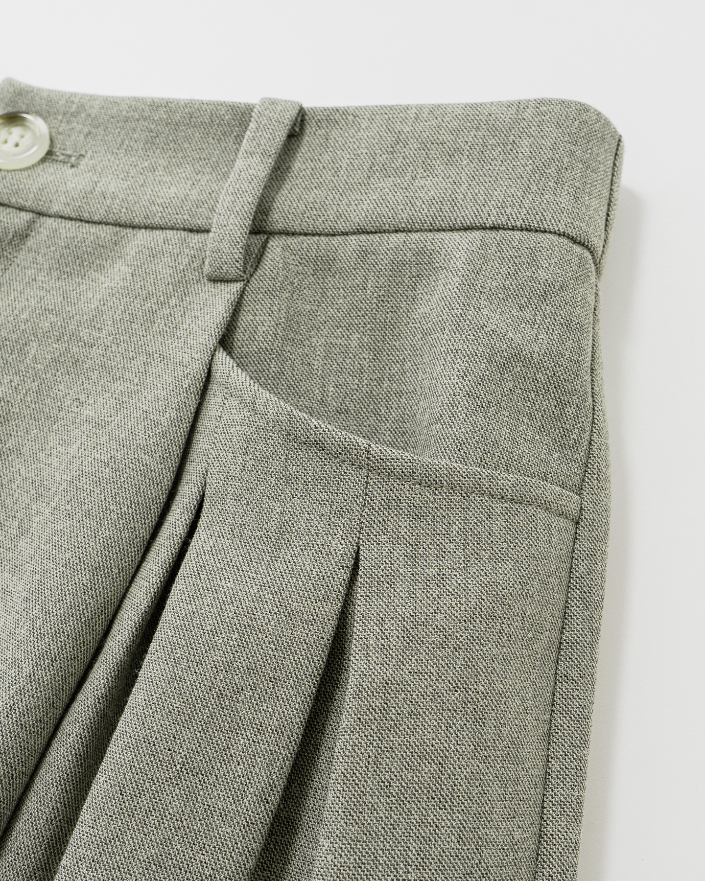 Curved-Leg Trousers with Inverted Pleats-Textured Wool Blend