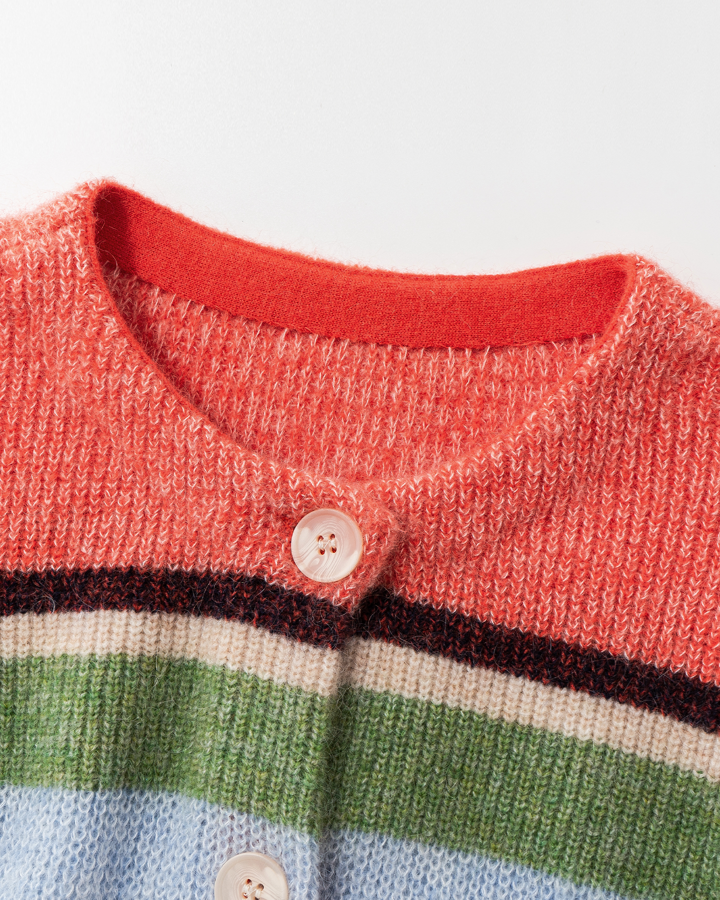 Rainbow-Stripe Cardigan – Wool-Mohair Blend