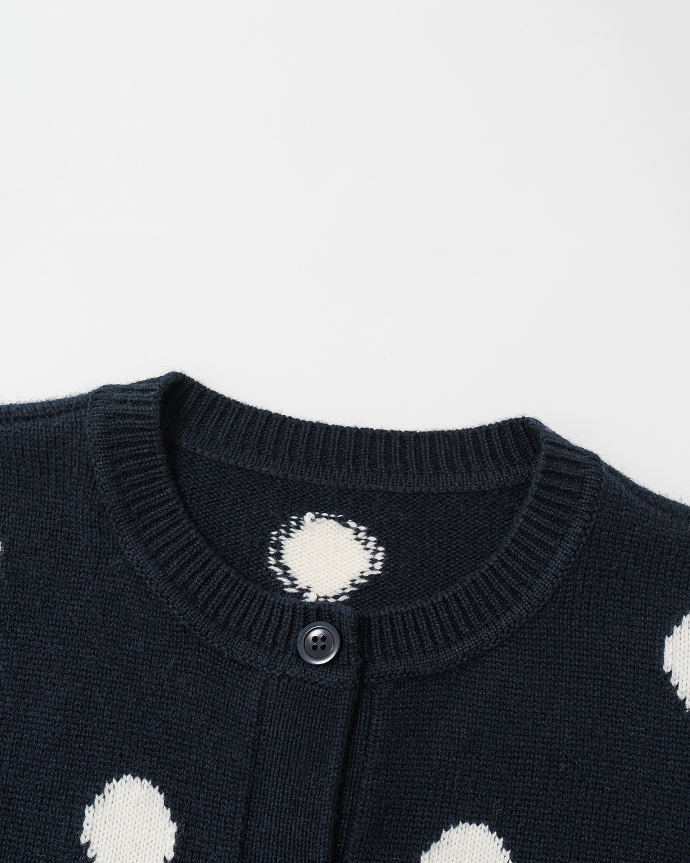 Polka-Dot Knit Cardigan & Skirt Set – Wool Blend