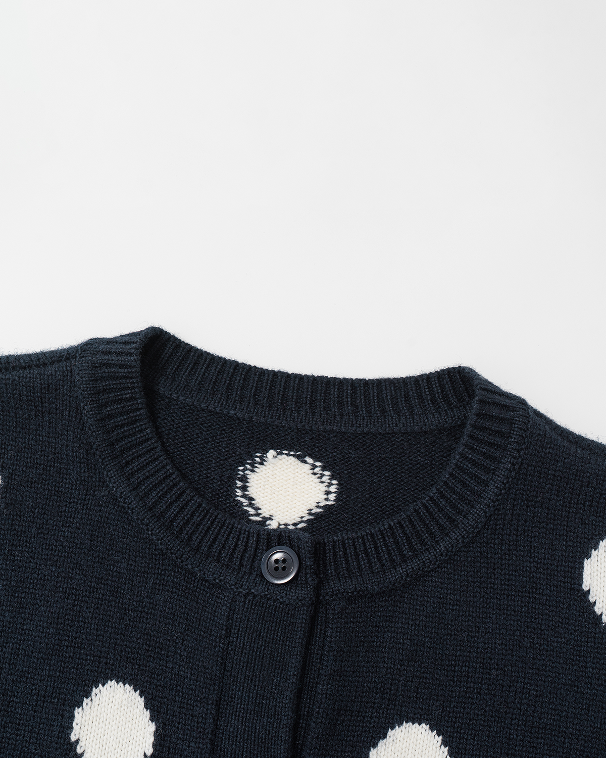 Polka-Dot Knit Cardigan & Skirt Set – Wool Blend
