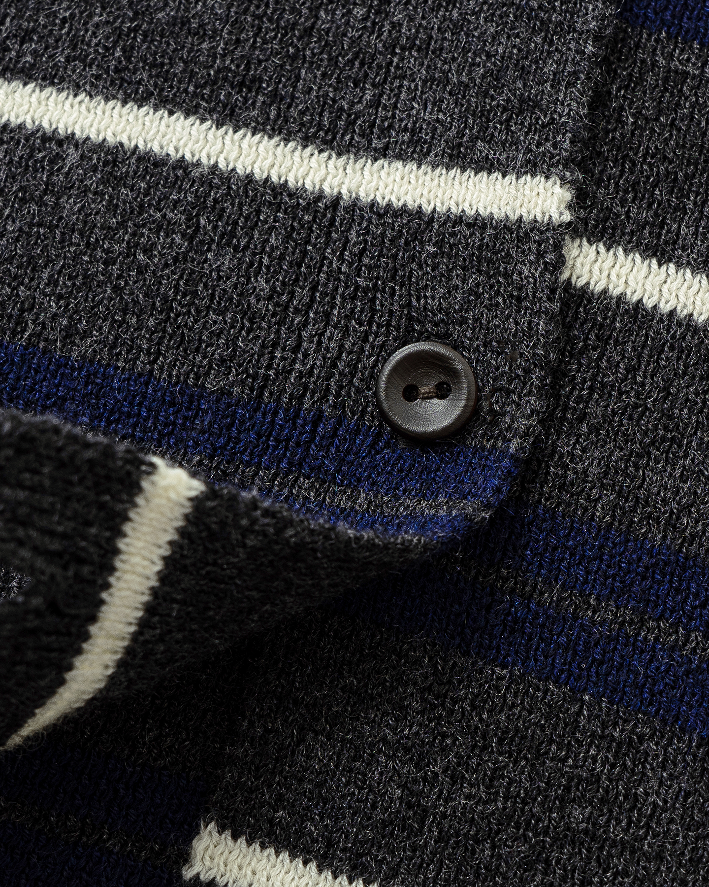 Contrast-Stripe V-Neck Cardigan – Wool Blend