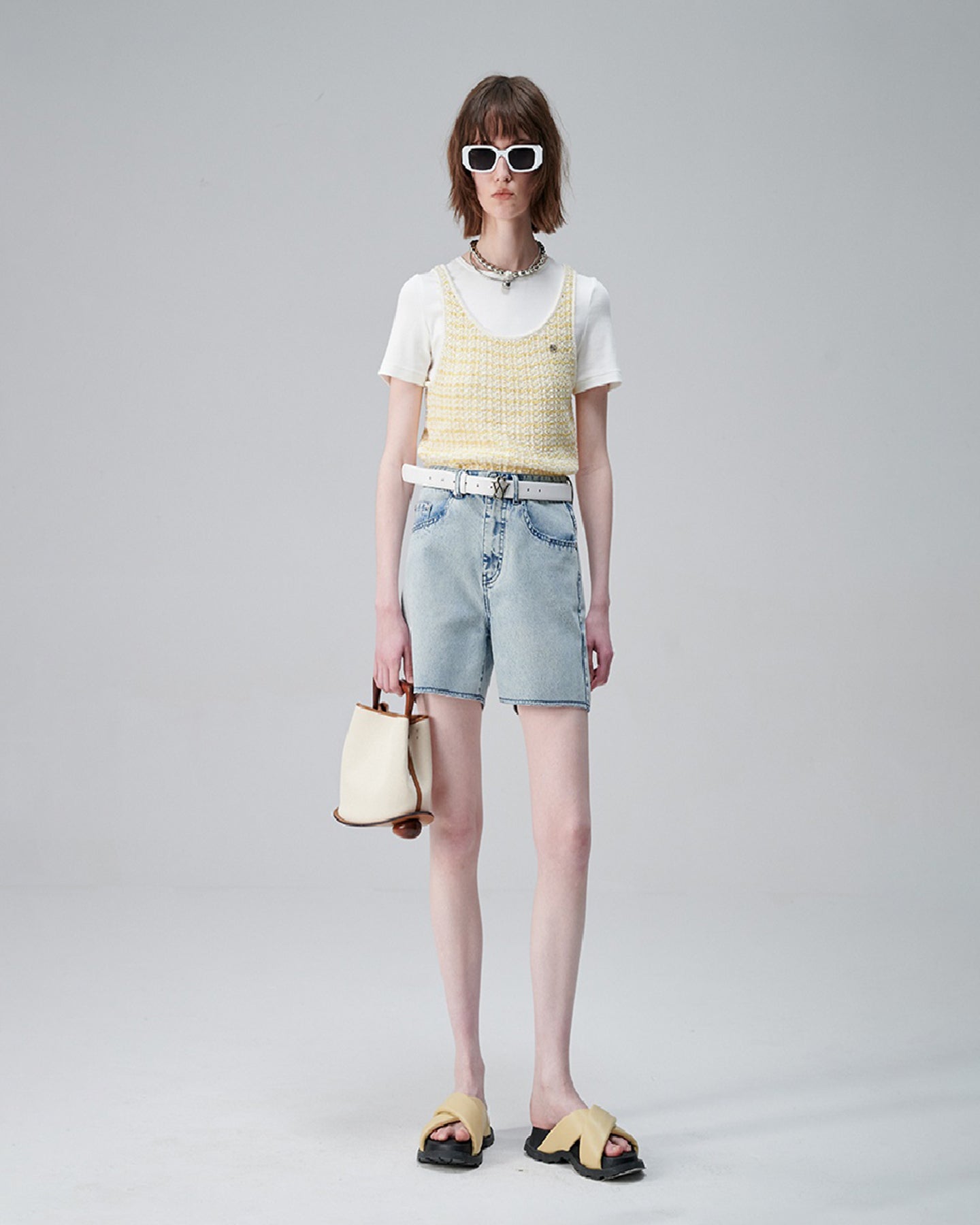 Yellow Vest Short-Sleeved T-Shirt Two-Piece Set