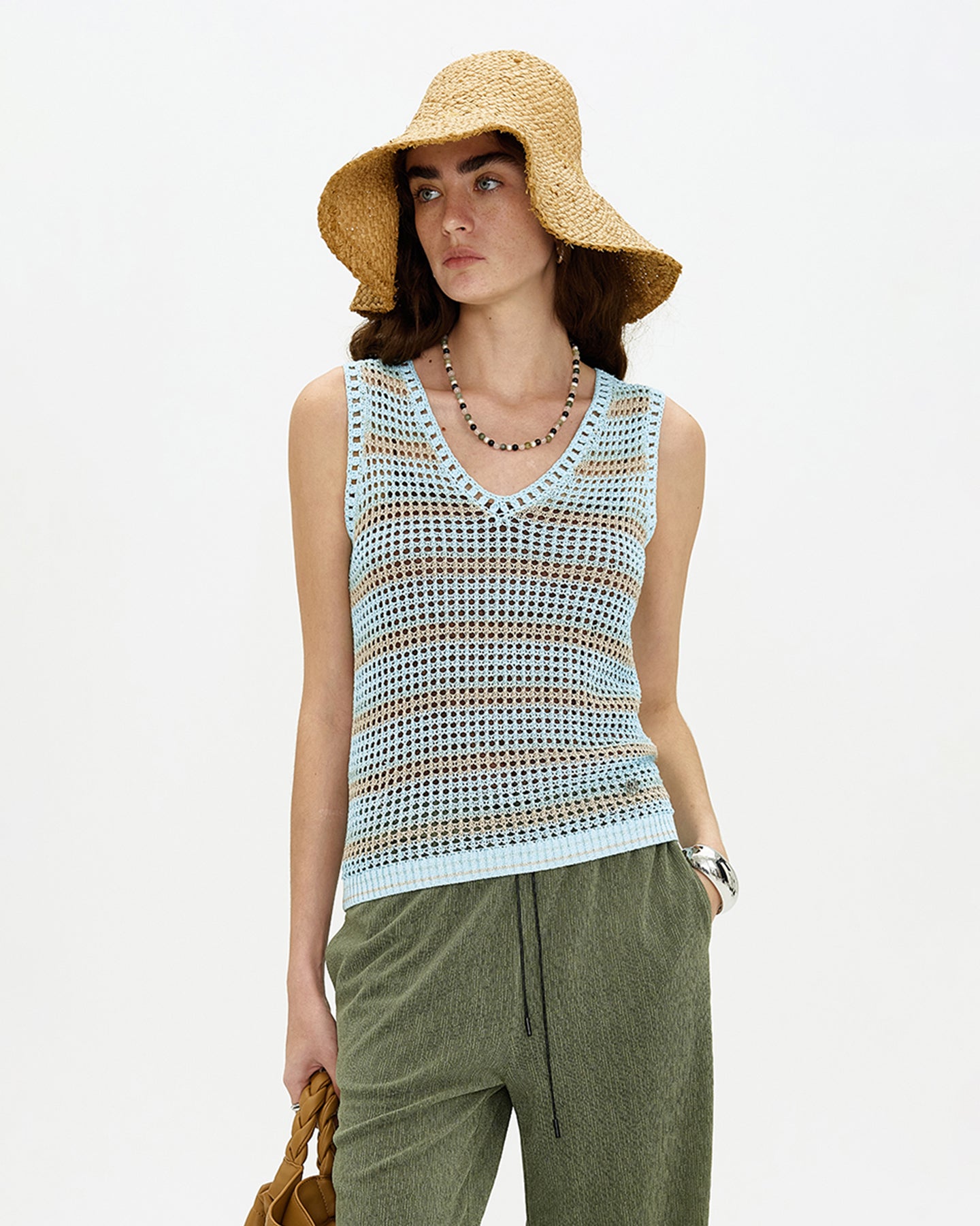 Weaver Striped All-Match Breathable V-Neck Top