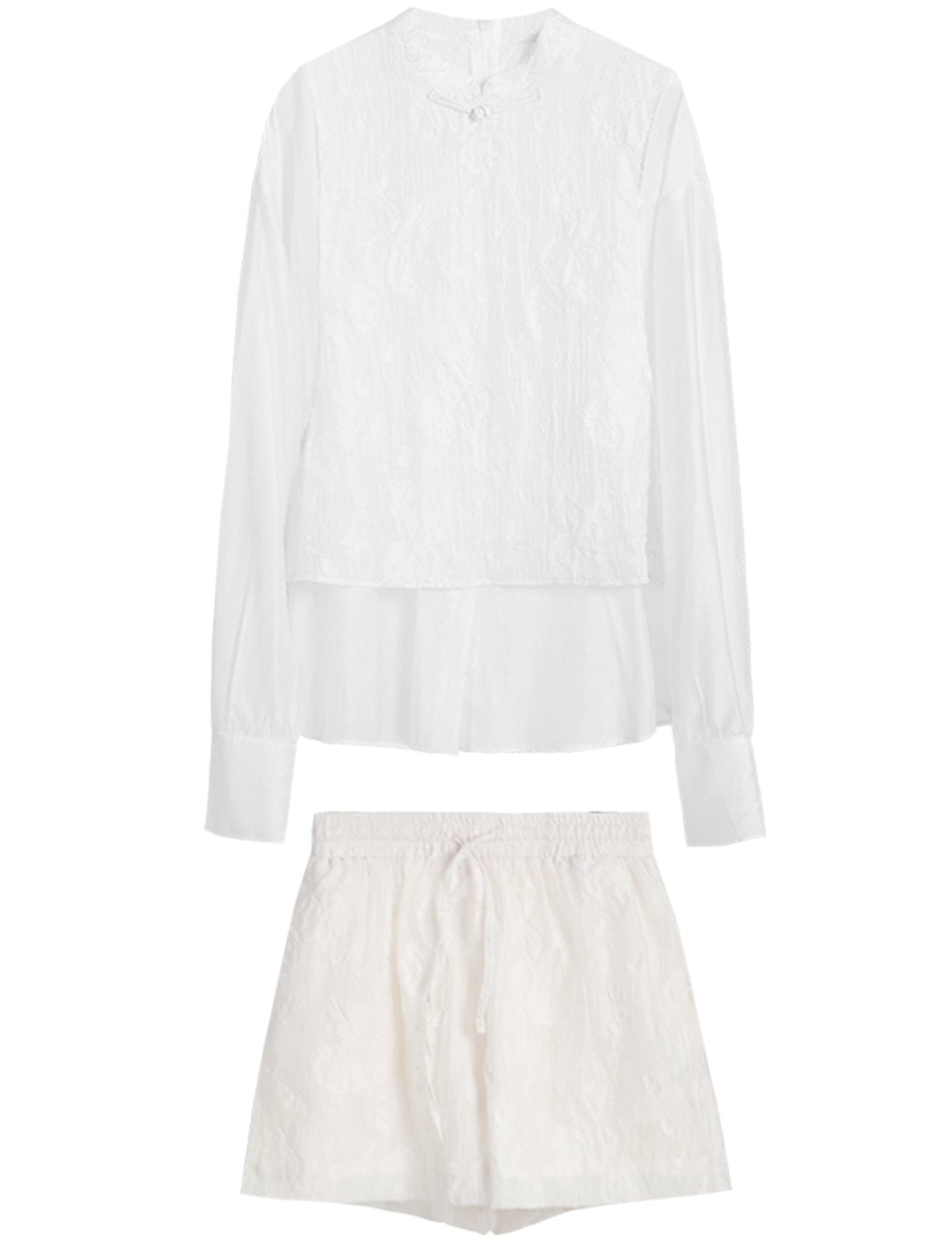 Handmade Light Luxury Two-Piece Top + Shorts