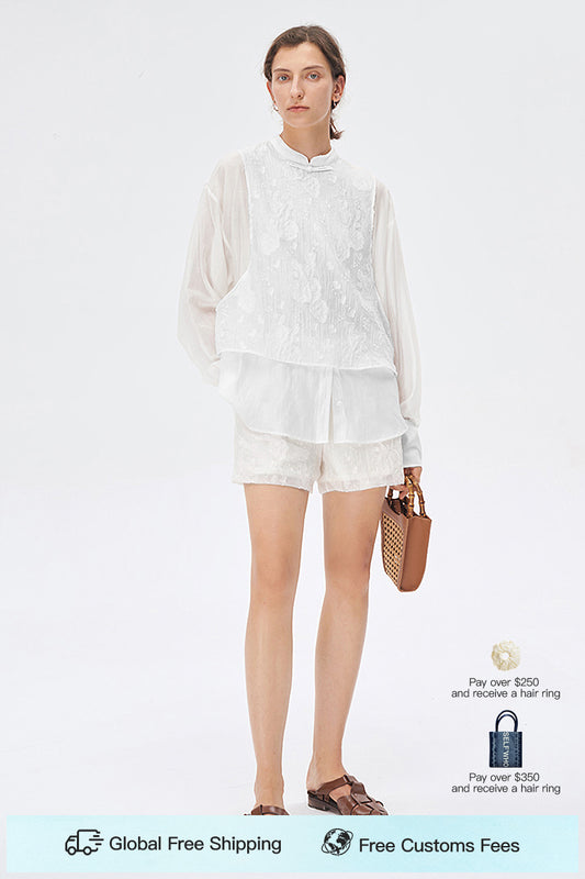 SEFLWHO Handmade Light Luxury Two-Piece Top + Shorts