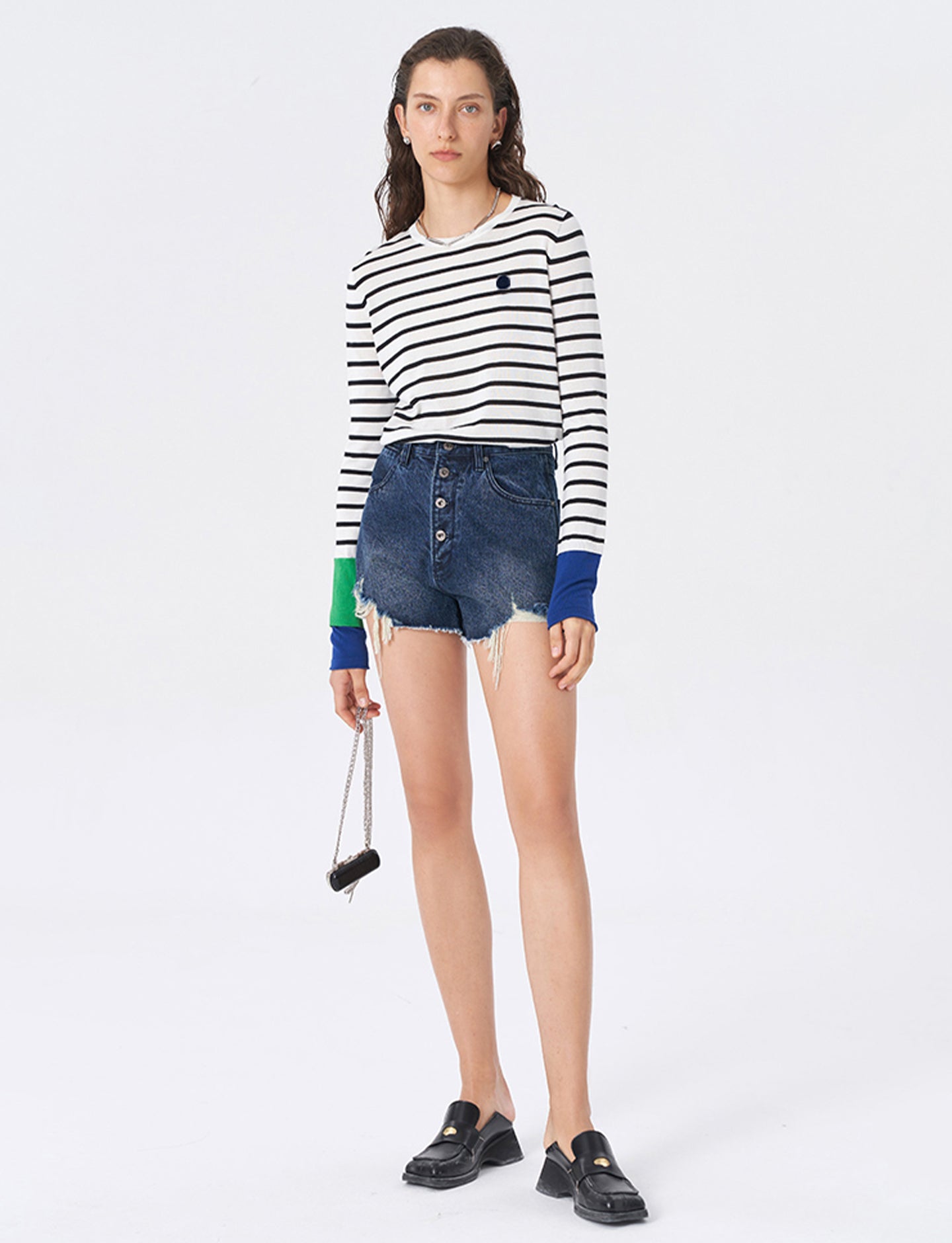 Striped knitted long sleeve top