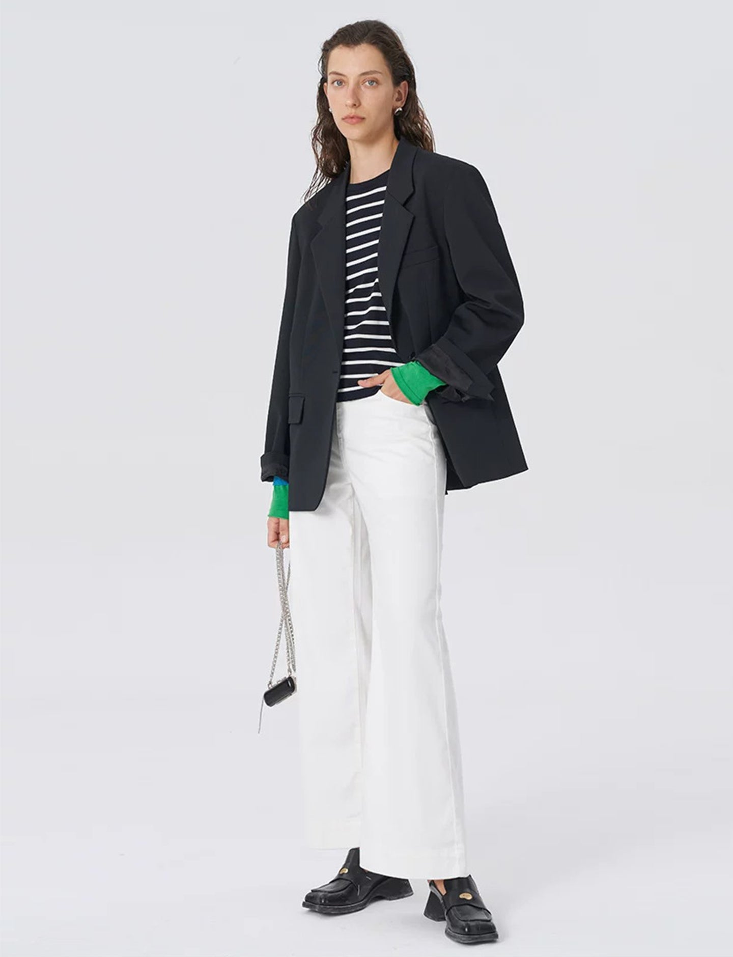 Striped knitted long sleeve top