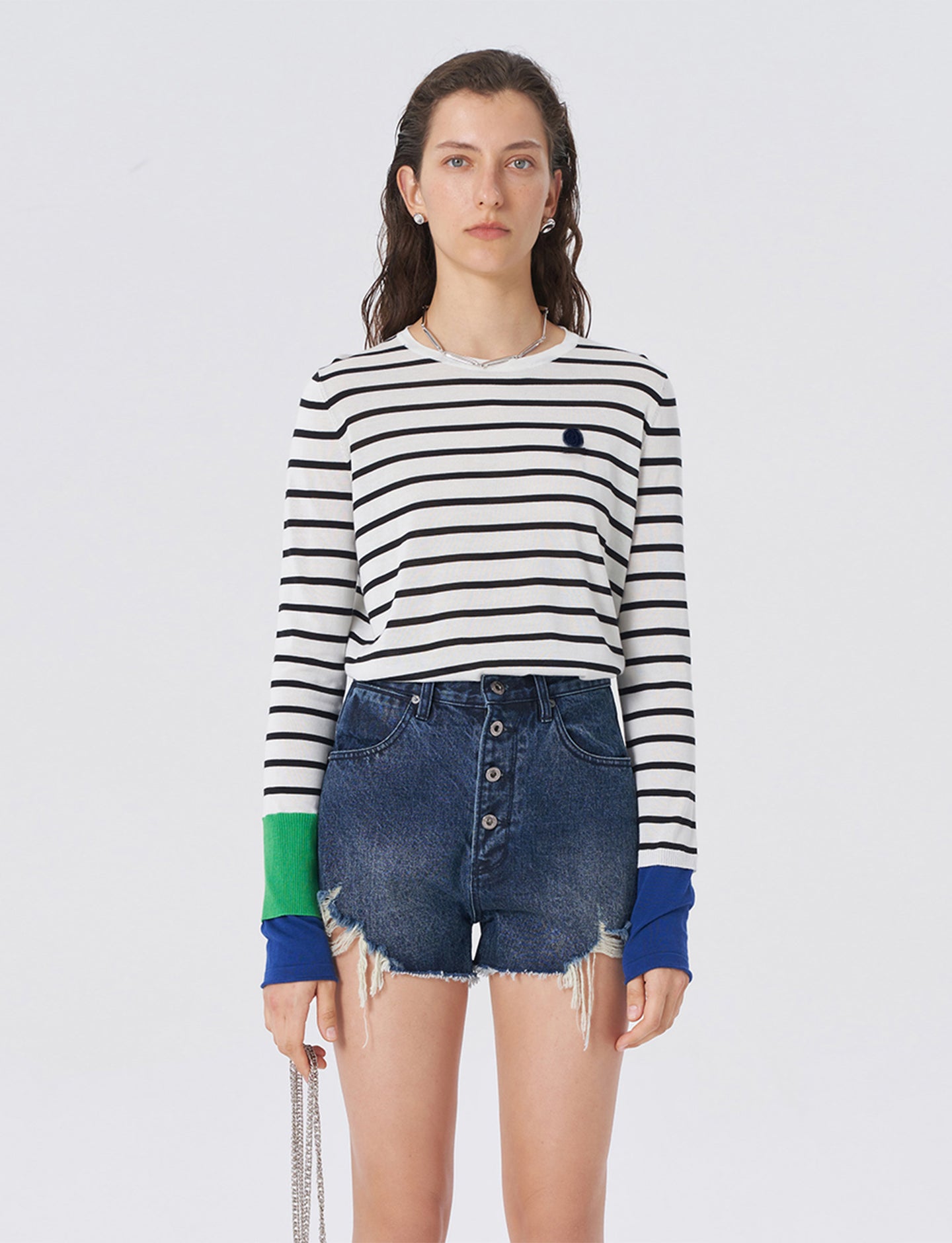Striped knitted long sleeve top