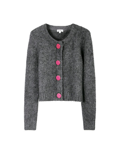 Grey Alpaca Knit Cardigan