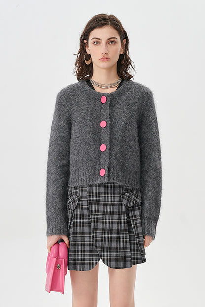 Grey Alpaca Knit Cardigan