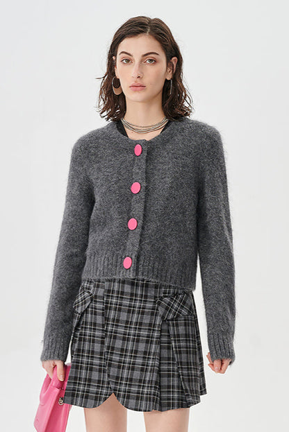 Grey Alpaca Knit Cardigan