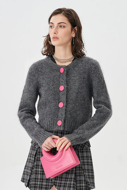 Grey Alpaca Knit Cardigan