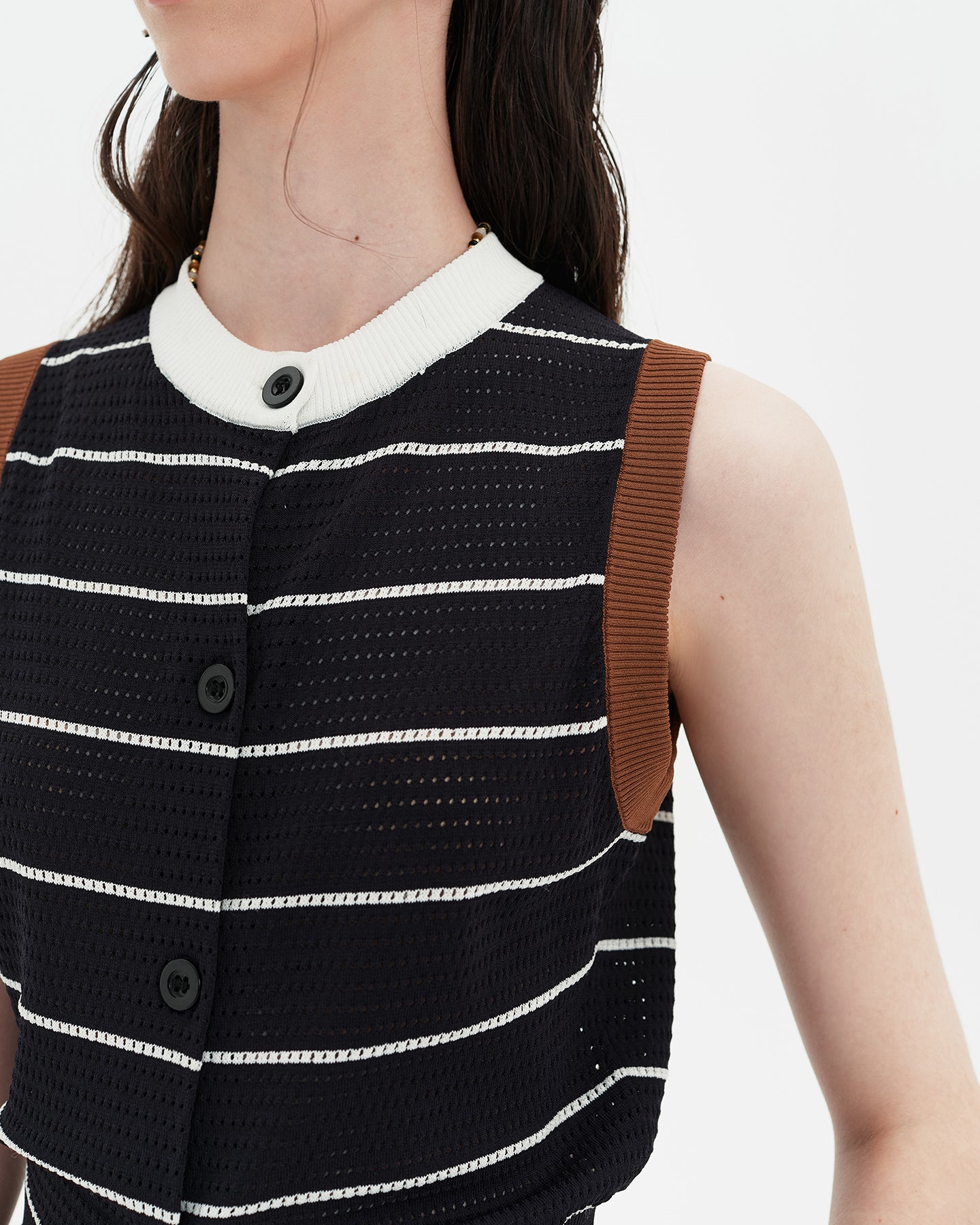 Knitted Striped Waistcoat Vest