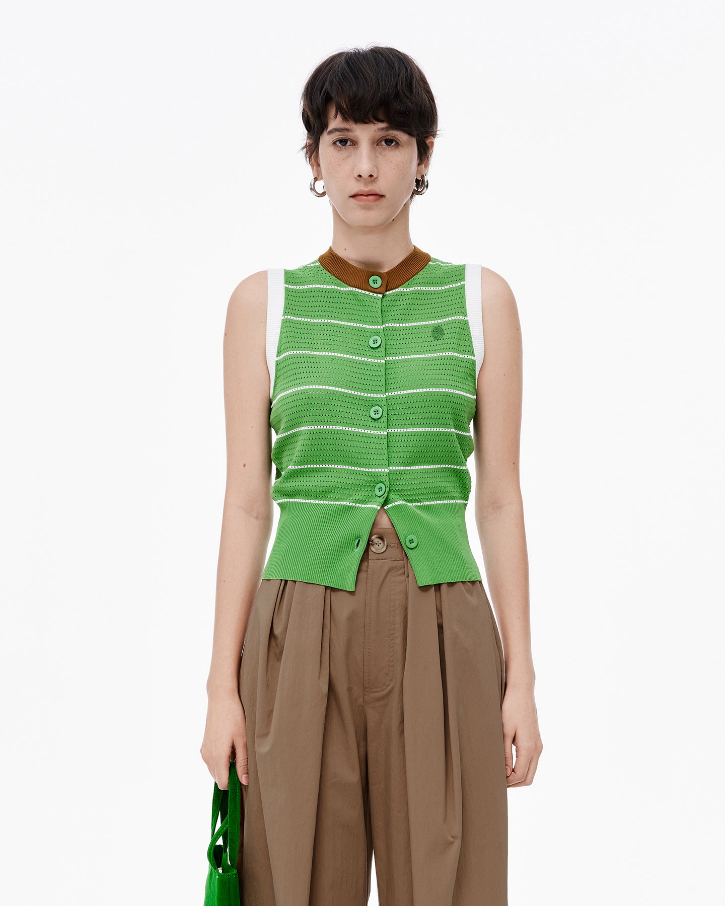 Knitted Striped Waistcoat Vest