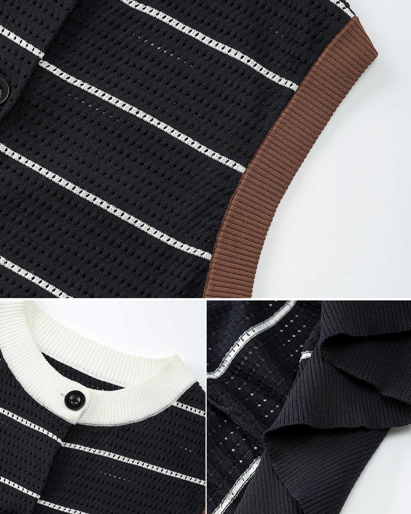 Knitted Striped Waistcoat Vest