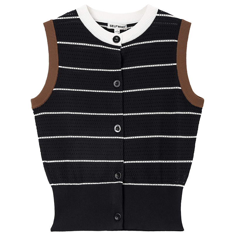 Knitted Striped Waistcoat Vest