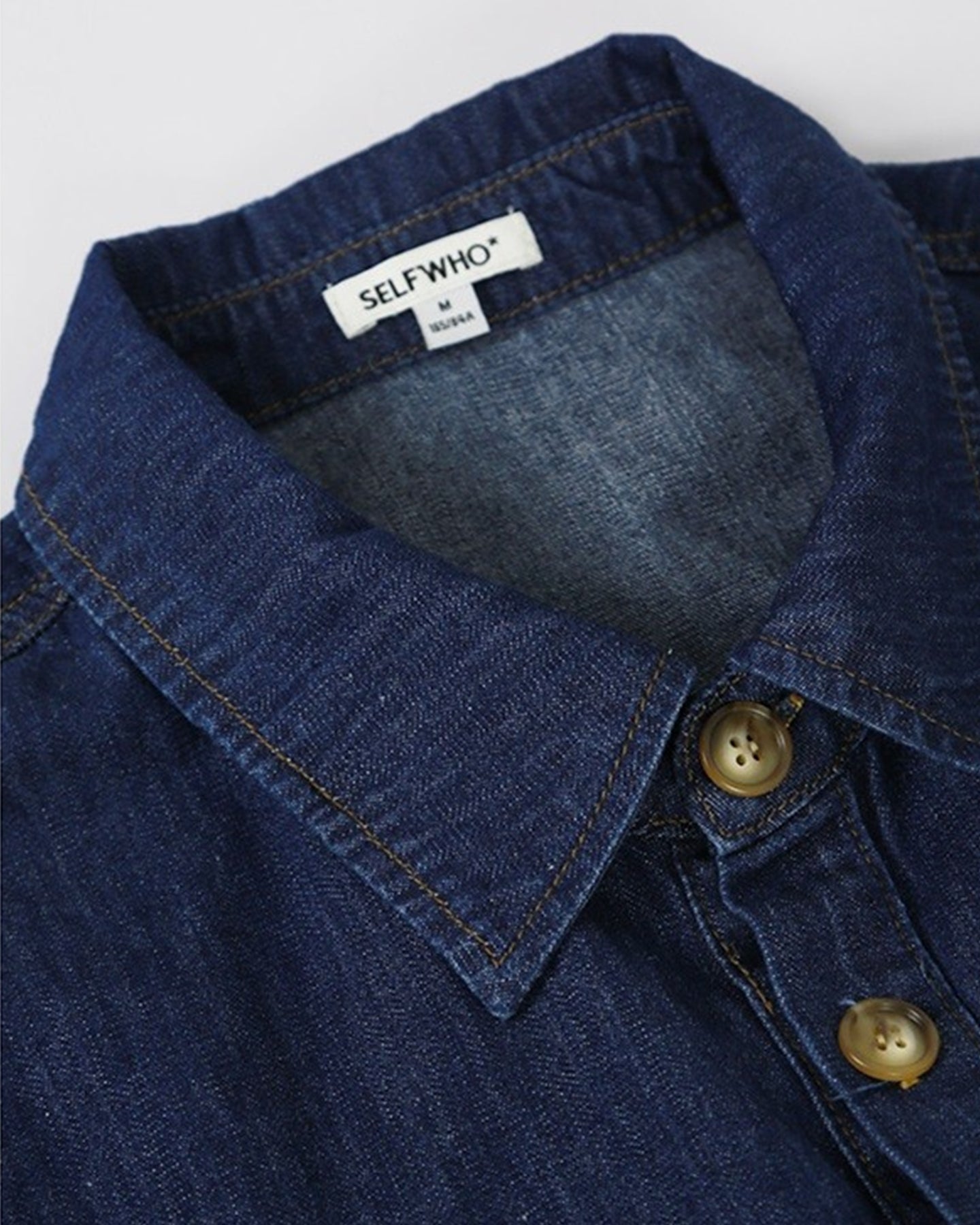 Navy blue cotton denim dress