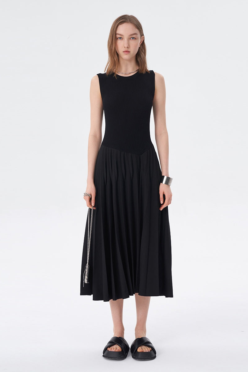 SELFWHO Piano Black Knitted Tank Dress