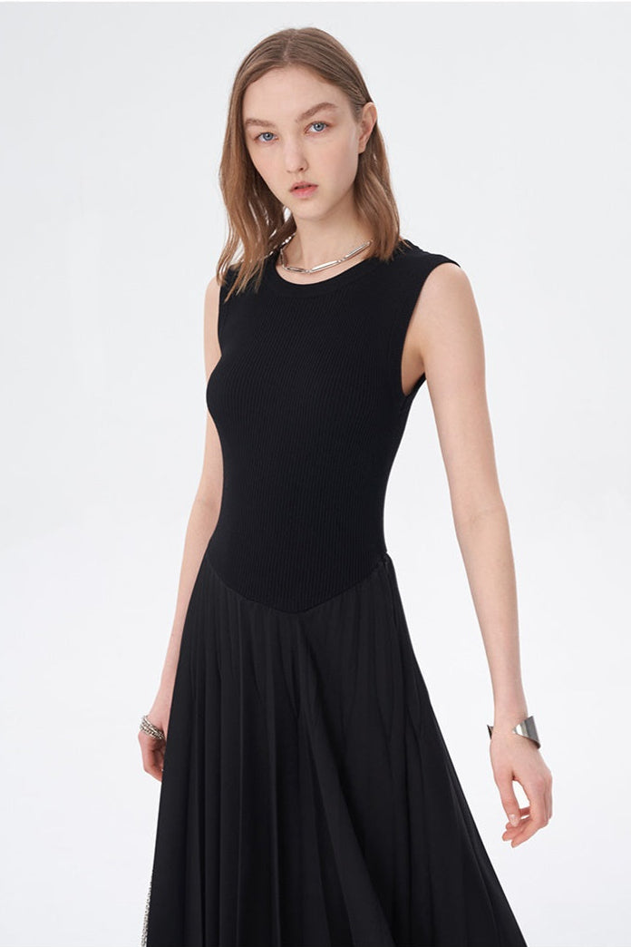 SELFWHO Piano Black Knitted Tank Dress