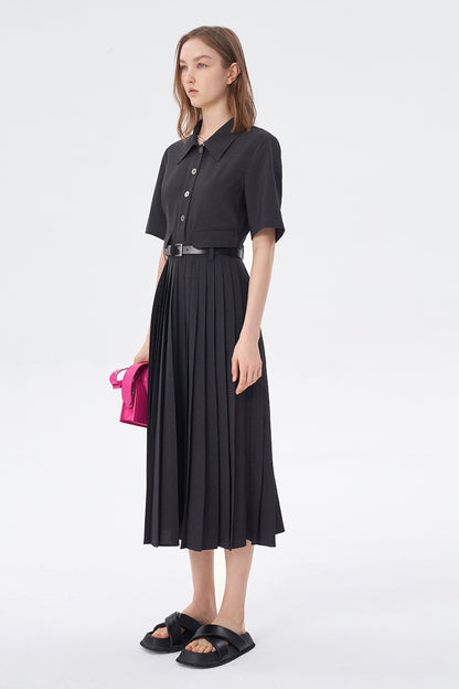 SELFWHO Spring High Waist Slim Commuter Dress