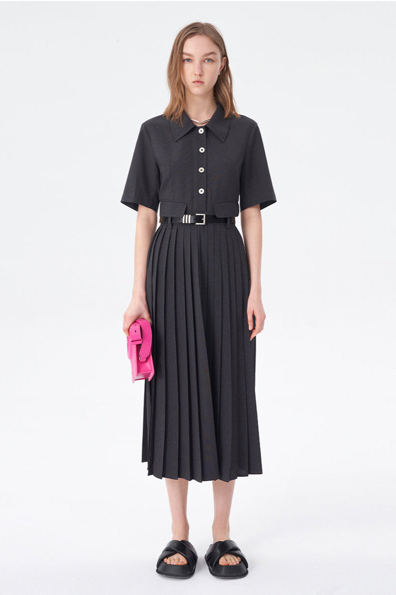 SELFWHO Spring High Waist Slim Commuter Dress