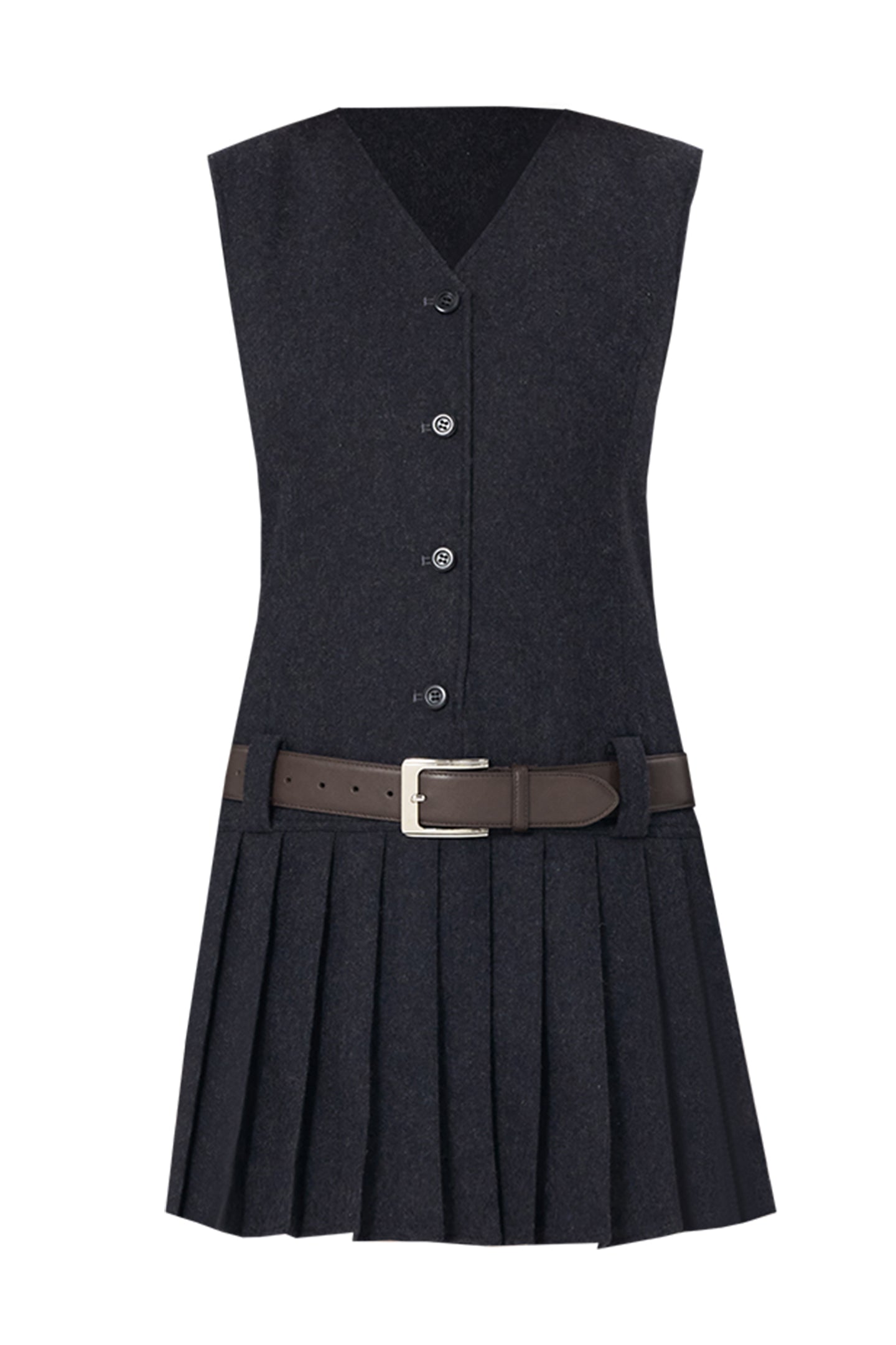 Wool Gray High-End Vest Skirt