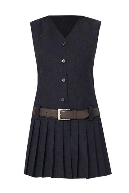 SELFWHO Wool Gray High-End Vest Skirt