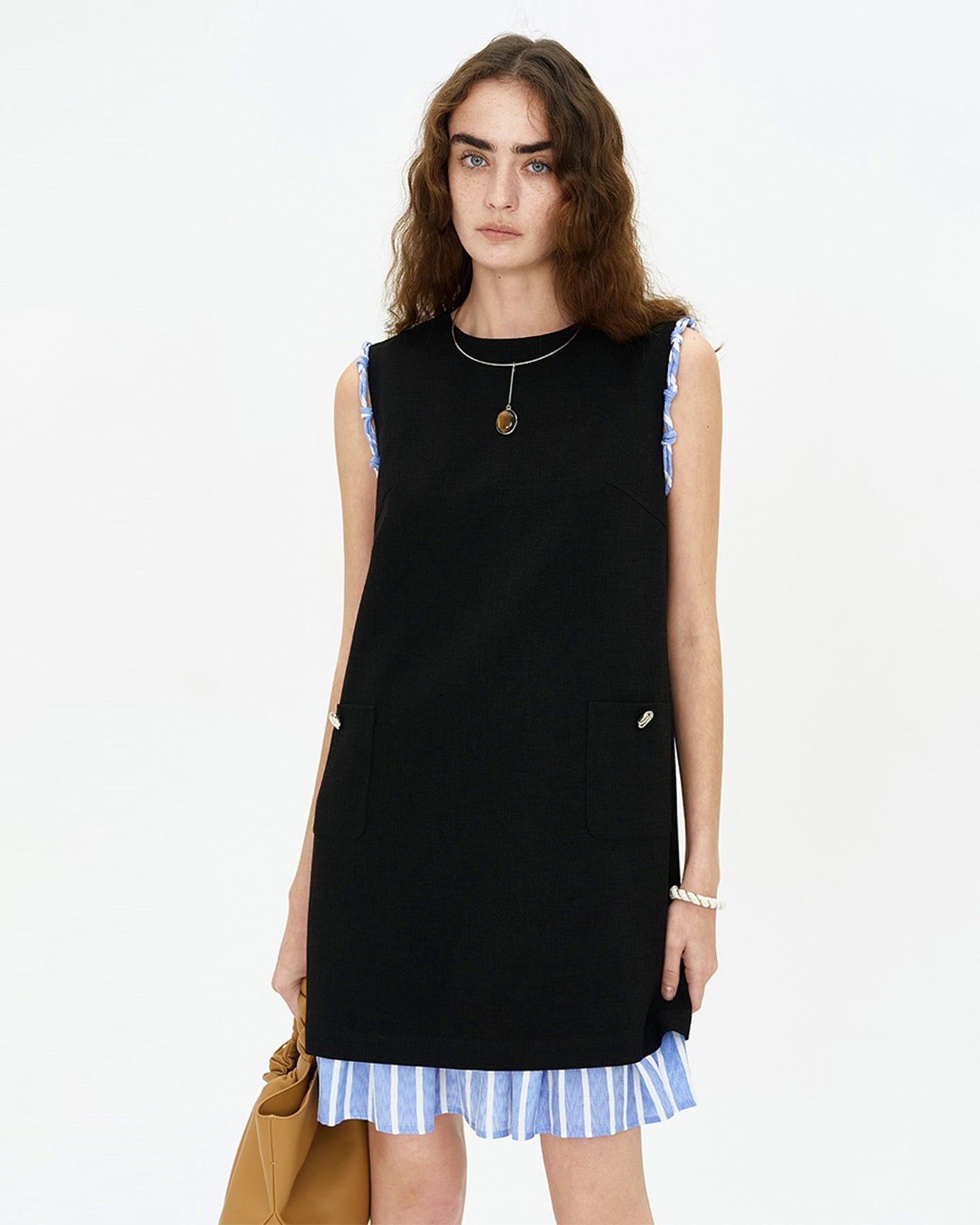 Contrast Color Stitching Fake Two-Piece Dress