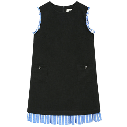 SELFWHO Contrast Color Stitching Fake Two-Piece Dress