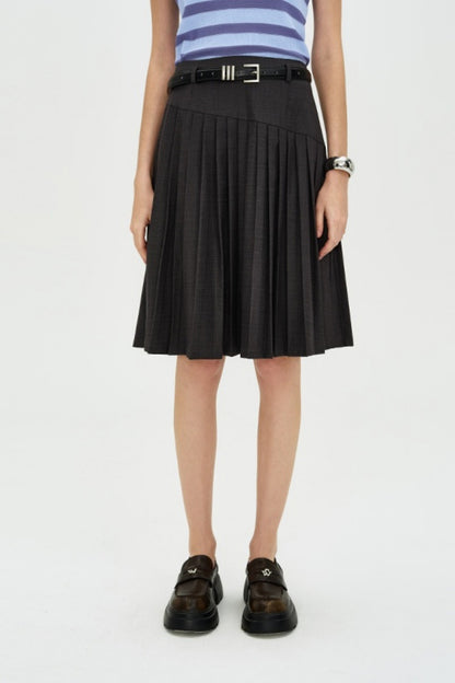 SELFWHO Low-waist drape temperament pleated skirt