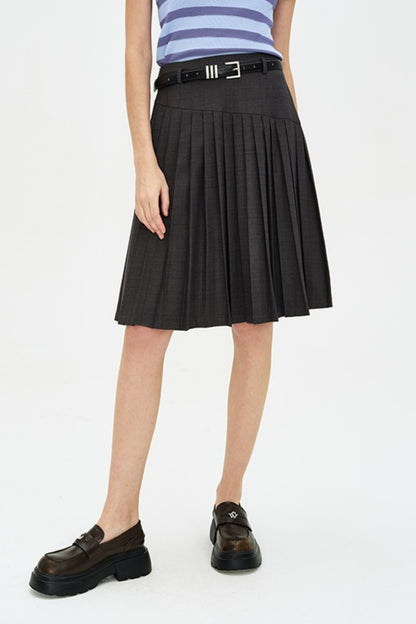 SELFWHO Low-waist drape temperament pleated skirt