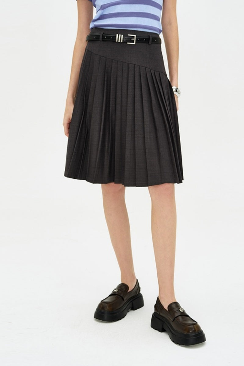 SELFWHO Low-waist drape temperament pleated skirt
