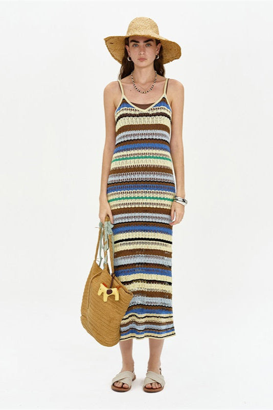SELFWHO Knitted Striped Dress