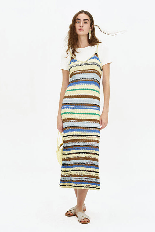 SELFWHO Knitted Striped Dress