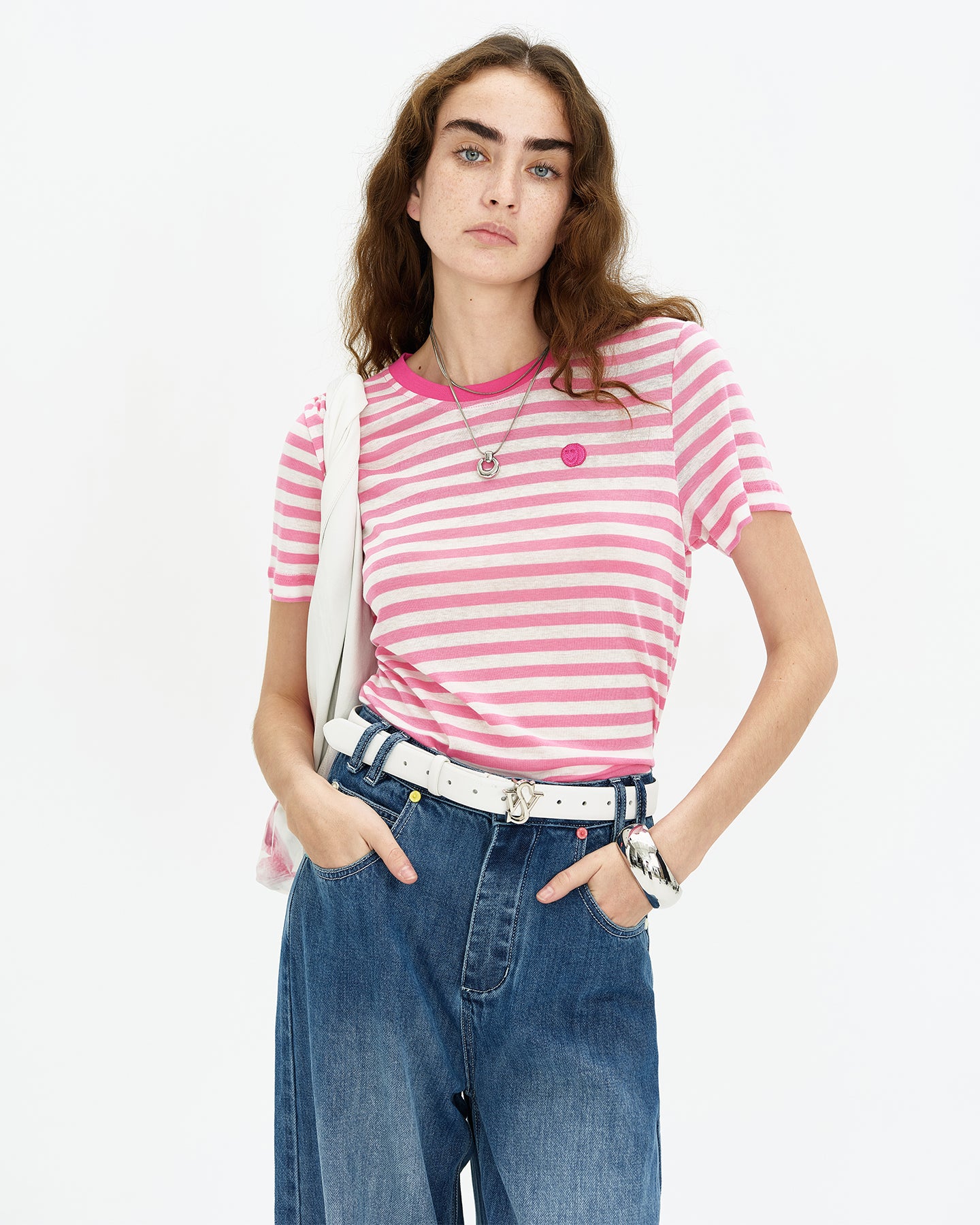 Short Sleeve Blue Striped Top