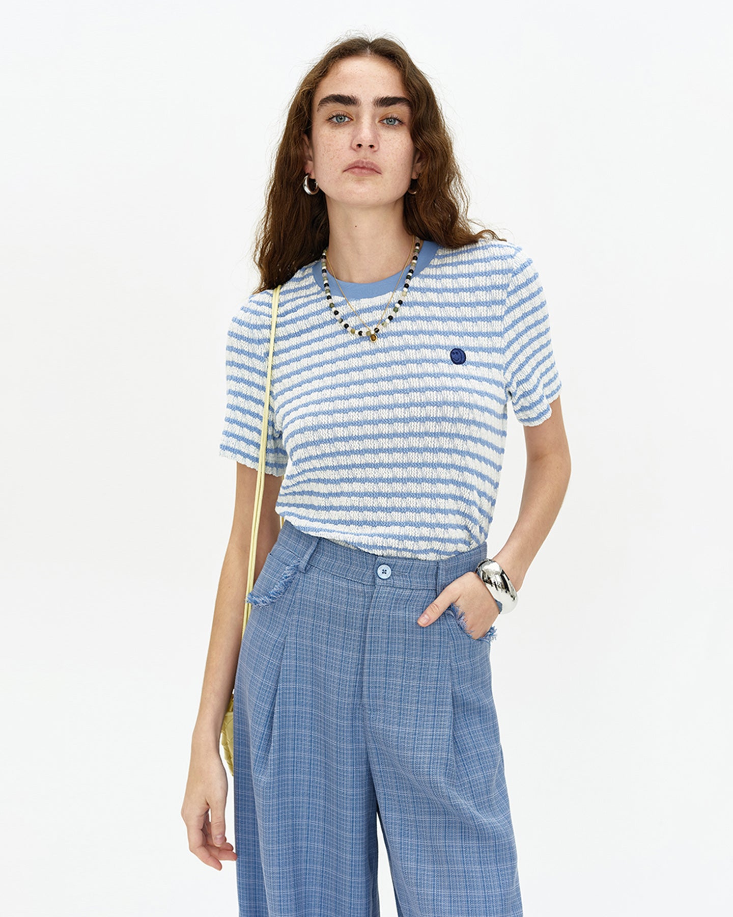 Short Sleeve Blue Striped Top