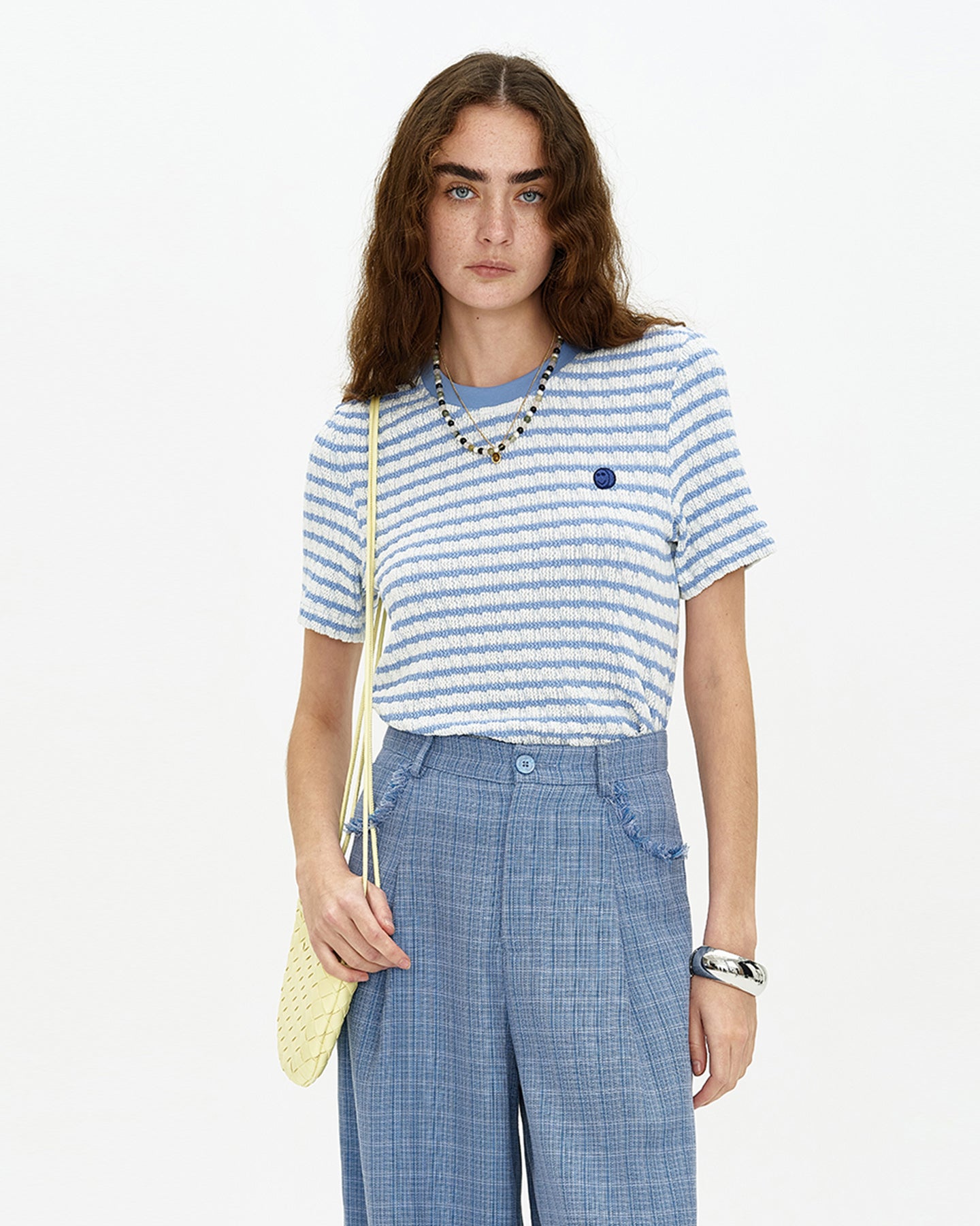 Short Sleeve Blue Striped Top
