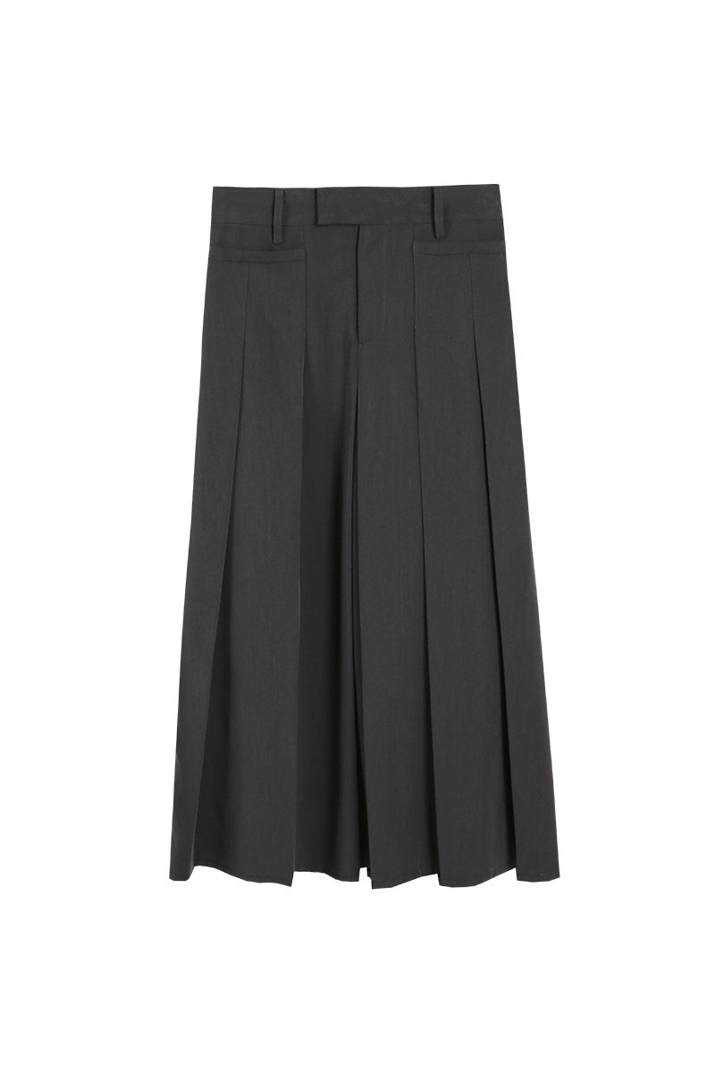 SELFWHO Grey Pleated Skirt Women