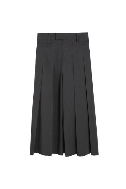 SELFWHO Grey Pleated Skirt Women