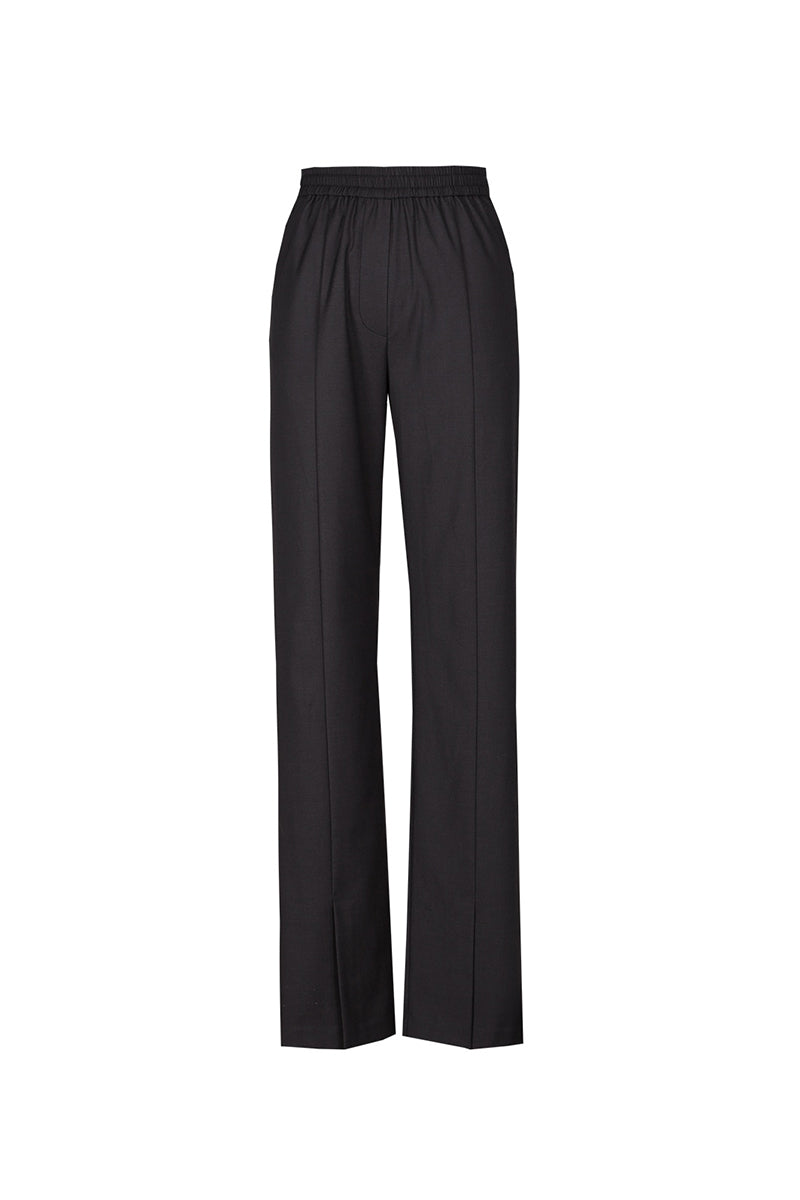 Draped wide-leg slit track pants