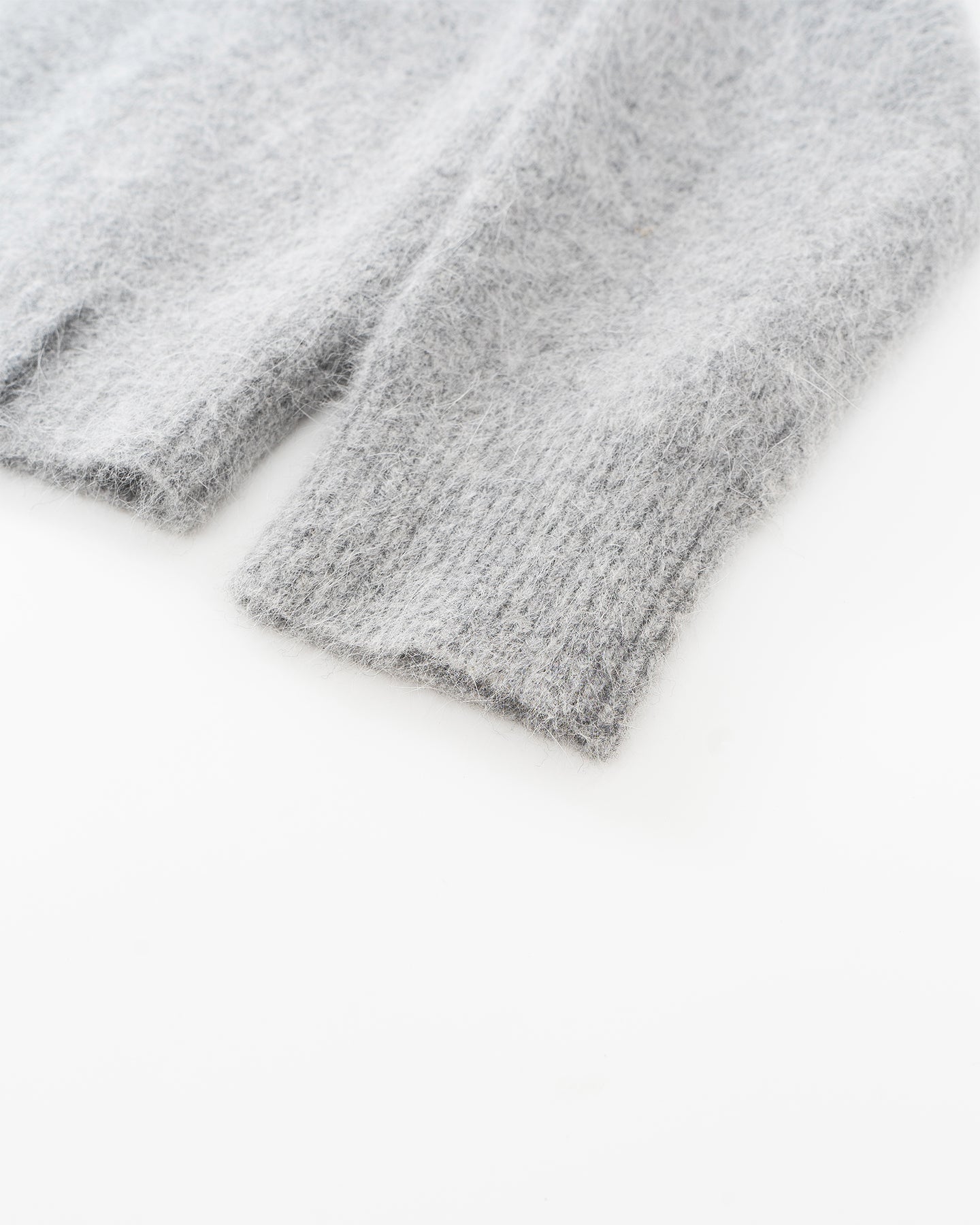 Angora rabbit hair and wool blend gray V-neck knitted cardigan