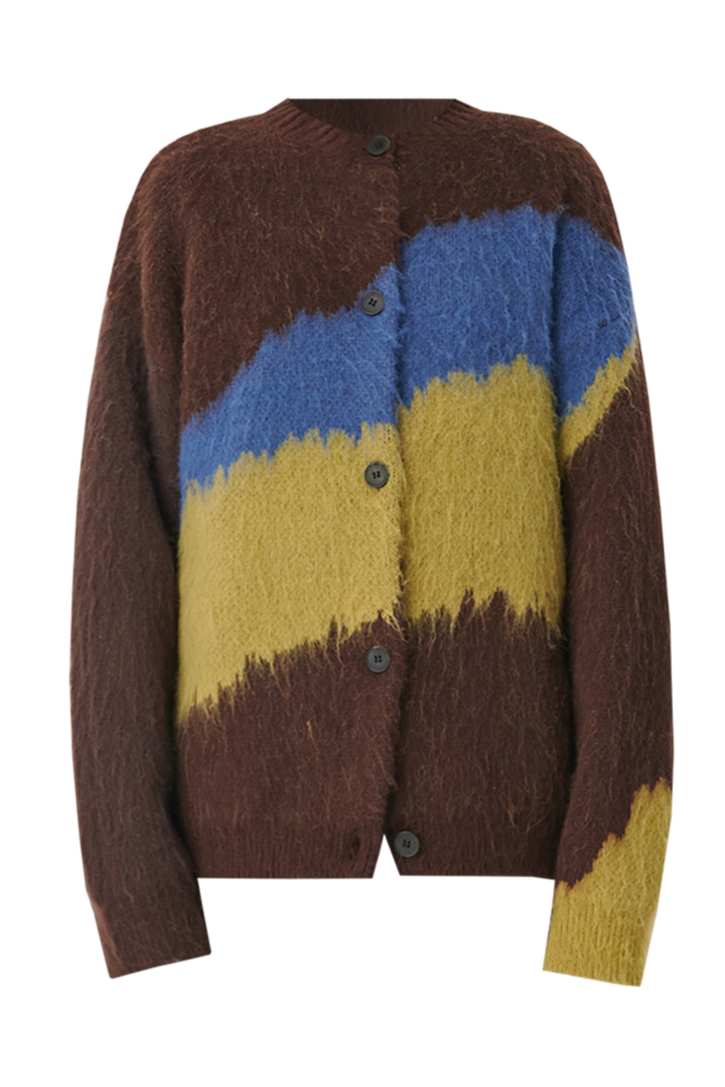 SELFWHO 100% wool colorblock plush sweater