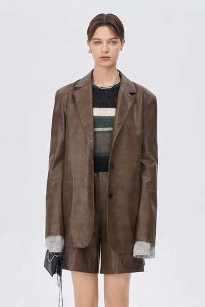 Brown American Retro Leather Jacket