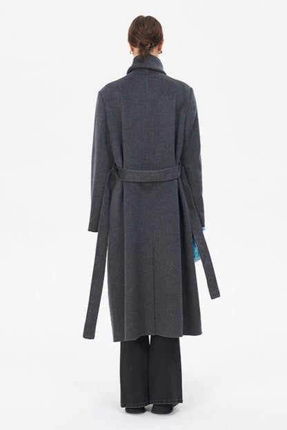 Double-faced wool mid-length coat