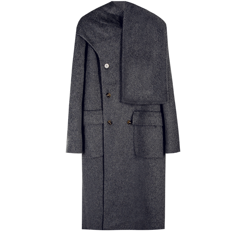 Double-faced wool mid-length coat