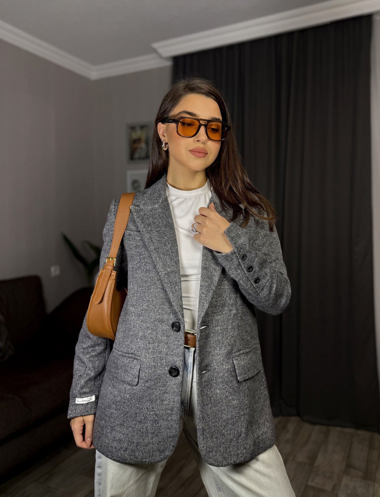 New High-Grade Gray Wool Suit Jacket