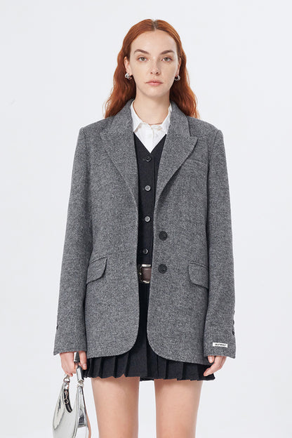 SELFWHO New High-Grade Gray Wool Suit Jacket For Women